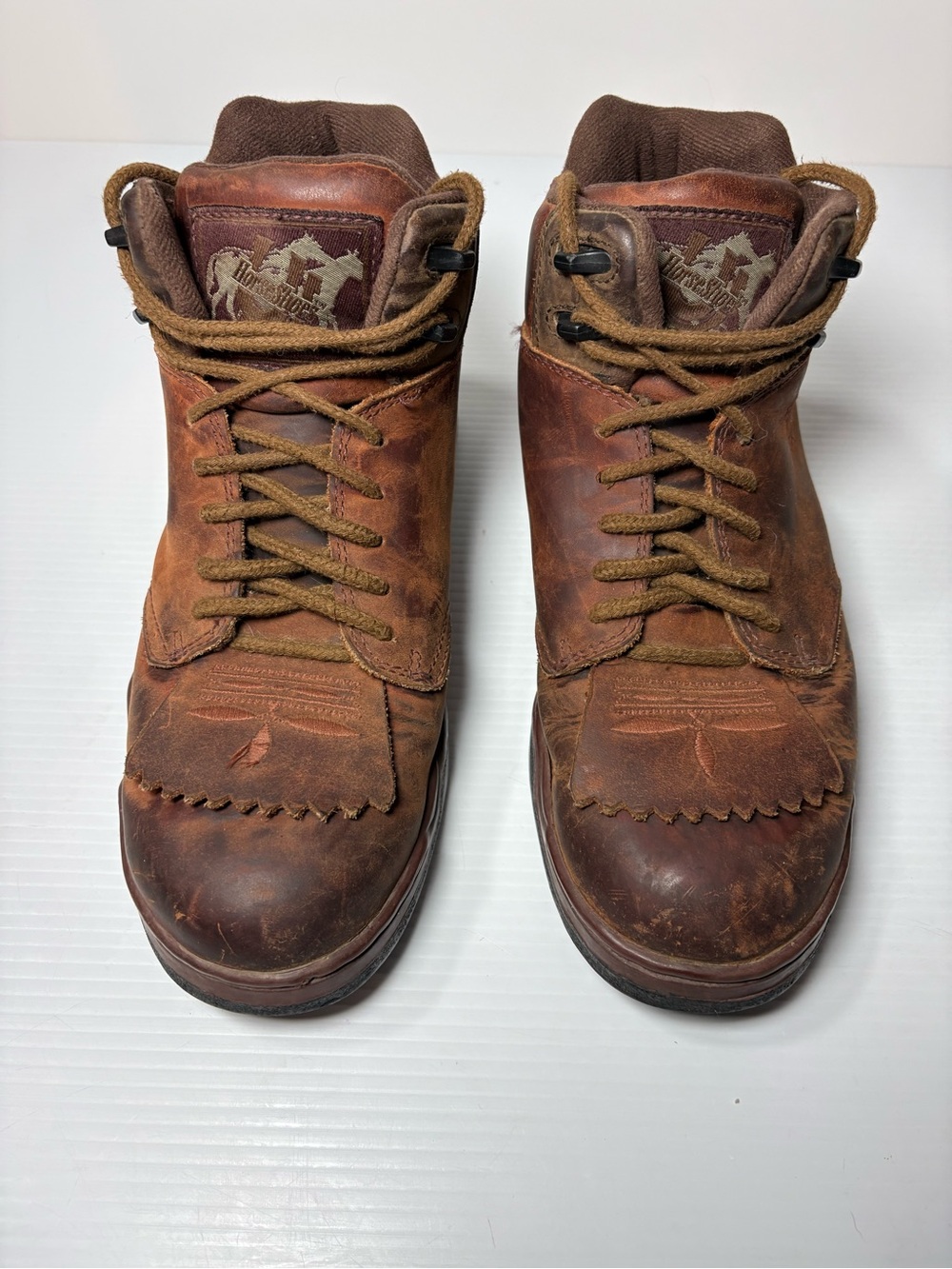Roper Brown Leather Lace-Up Women's Boots